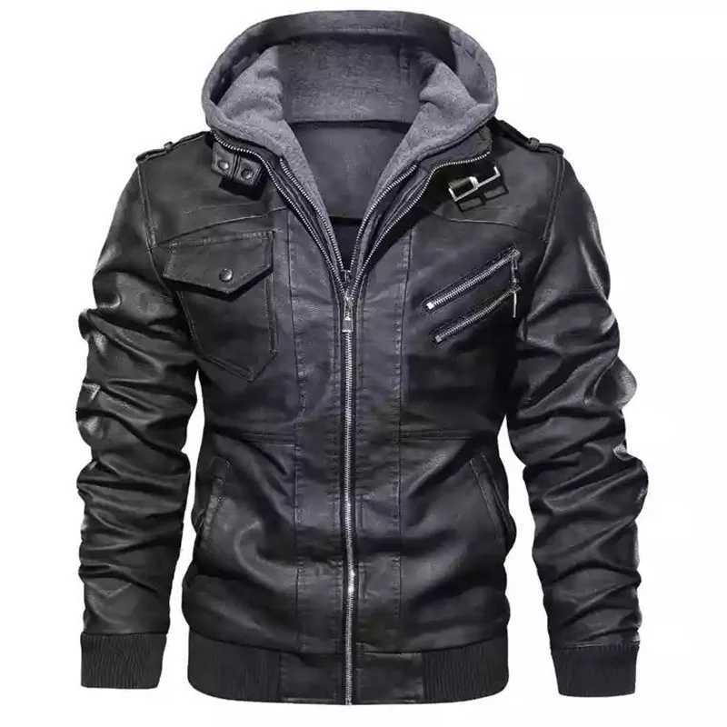 New Mens Autumn Winter Casual PU Leather Hooded Zipper Warm Jackets Male Motorcycle Jacket Camouflage Military Outdoor CoatsT251029