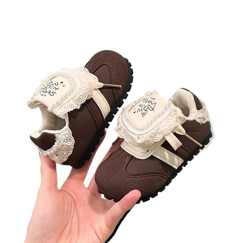 Children Casual Shoes for Girls 2025 Autumn New Fashion Korean Style Soft Bottom Antislippery Versatile Baby Walk Lace Sneakers H260130