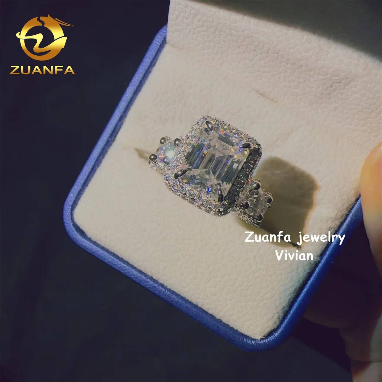 Fashion Custom Hip Hop Sterling Silver 925 D Color VVS Moissanite Diamond Luxury Ring for Men