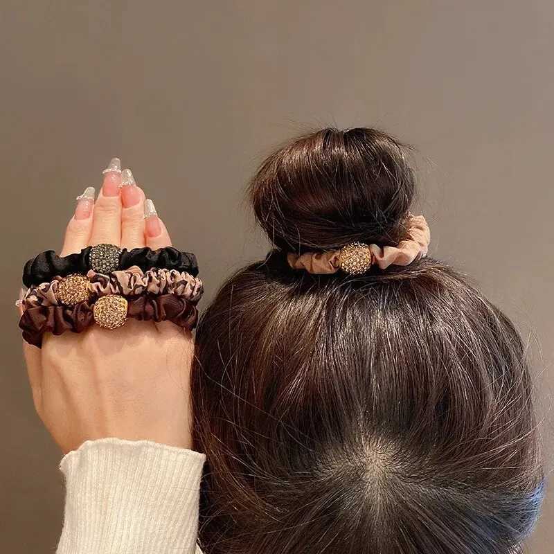 48PcsLot Girl Hair Band Accessories Fashion Large Hair Ties Solid Color Elastic Scrunchies For Women Ponytail HairstyleW251028