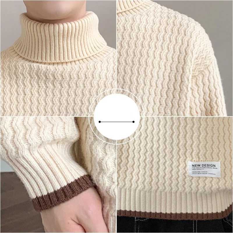 Winter Mens Turtleneck Long Sleeve Knitted Sweaters High Street Appliques Knitwear Pullovers Y2K Vintage ONeck Pull Homme J251029