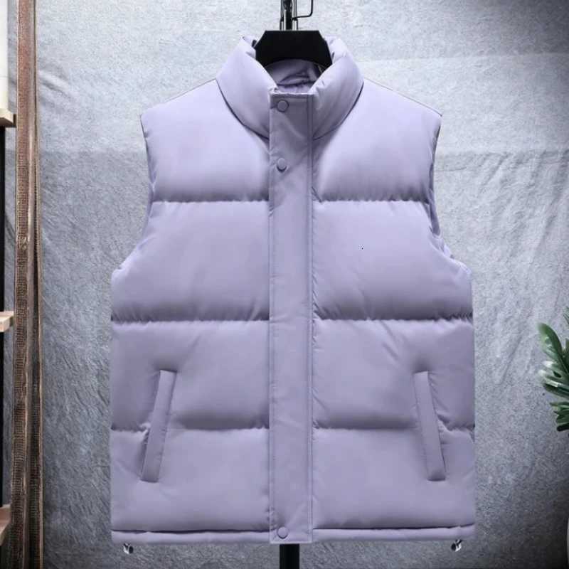 2025 Vest Mens Winter Thick Casual Fashion Warm Loose and Versatile Sleeveless Vest with Cotton Shoulder Solid Color Vest Men W251029