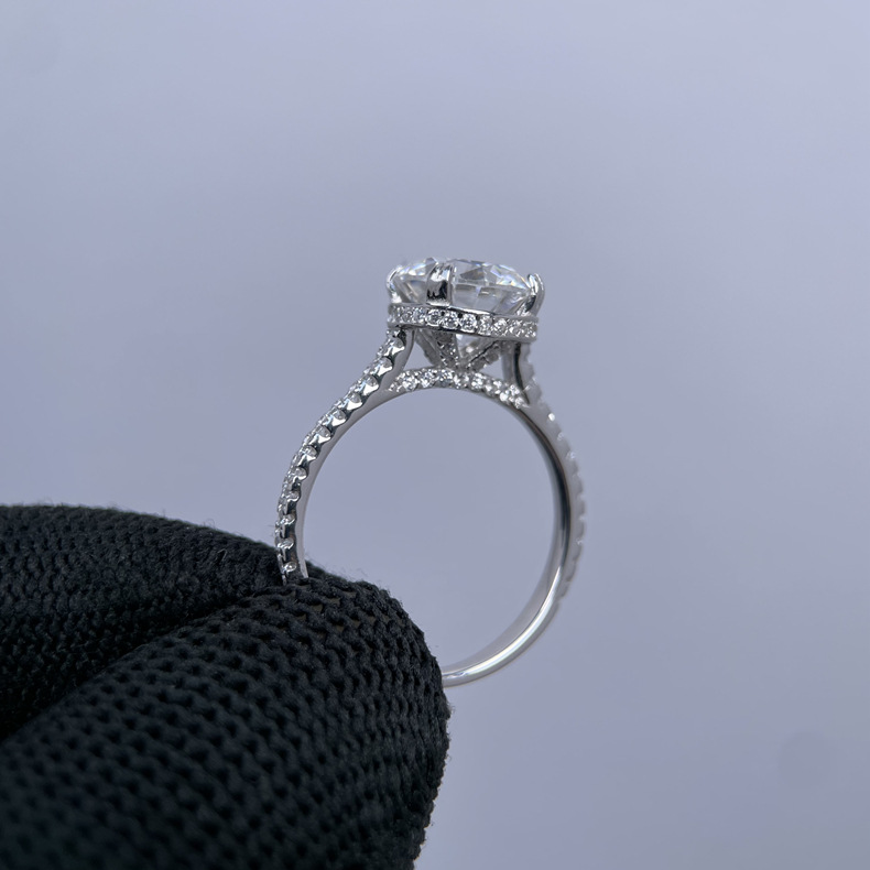 TaiYang S925 3ct 8x10 Rectangle Moissanite Ring for Women, Luxurious 925 Sterling Silver Wedding Engagement Diamond Ring with Moissanite Certificate