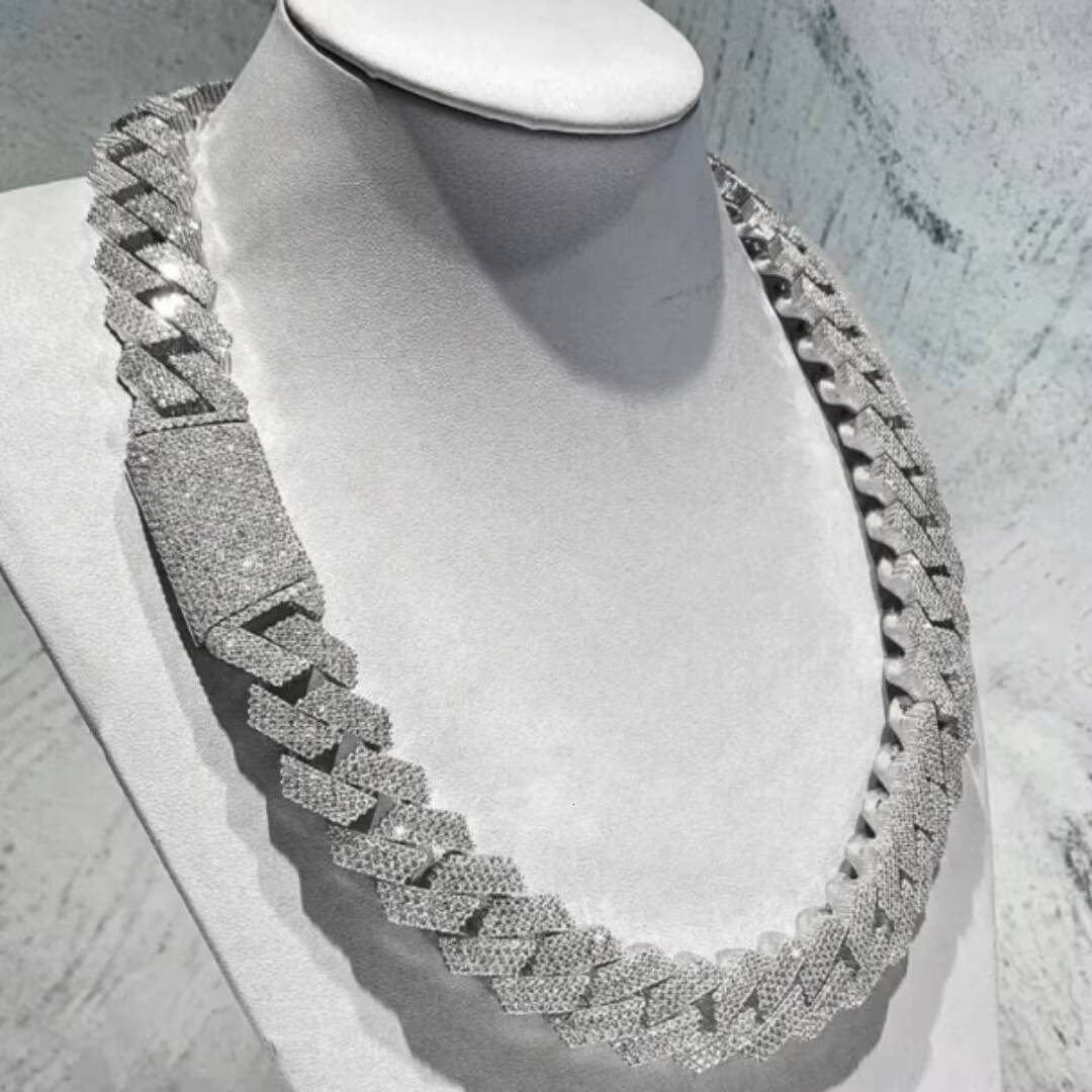 Moissanite Iced Out Cuban Link Chain for Men Hip Hop Jewelry 18K Gold Plated VVS Bling Choker Necklace Wholesale