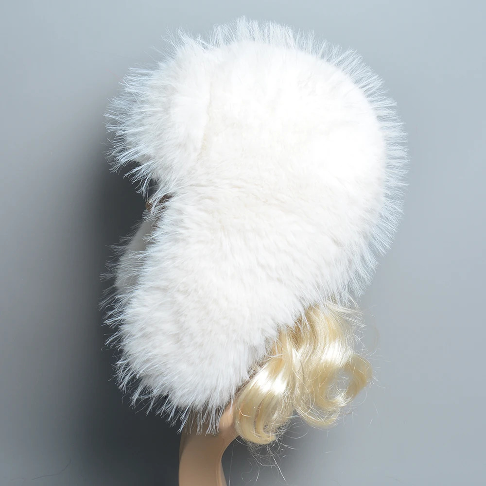 Women Bomber Hat Pilot Trooper Cap Mens Faux Fox Fur Hat Russian Ushanka Earflap Warm Caps Winter Snow Ski Faux Rabbit Fur Hats 251029
