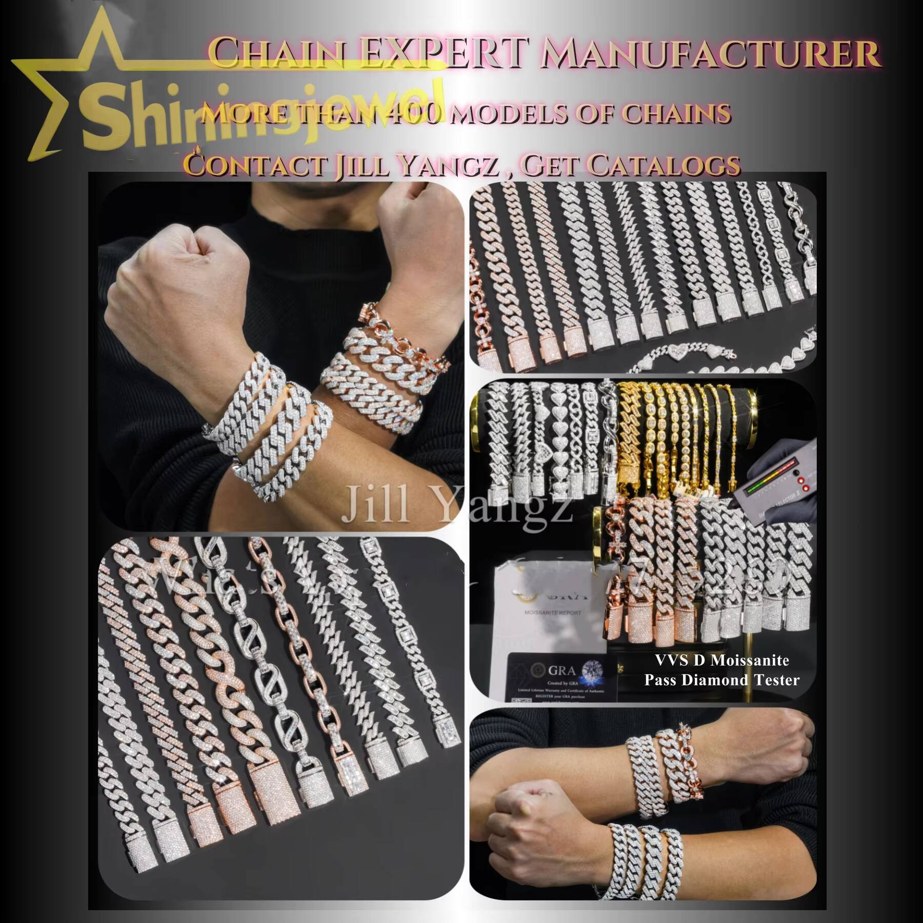 Iced Out Jewelry S925 Gold Plated Moissanite Hip Hop Cuban Bracelet Fine Jewelry Pass Diamond Test Moissnaite Cuban Bracelet