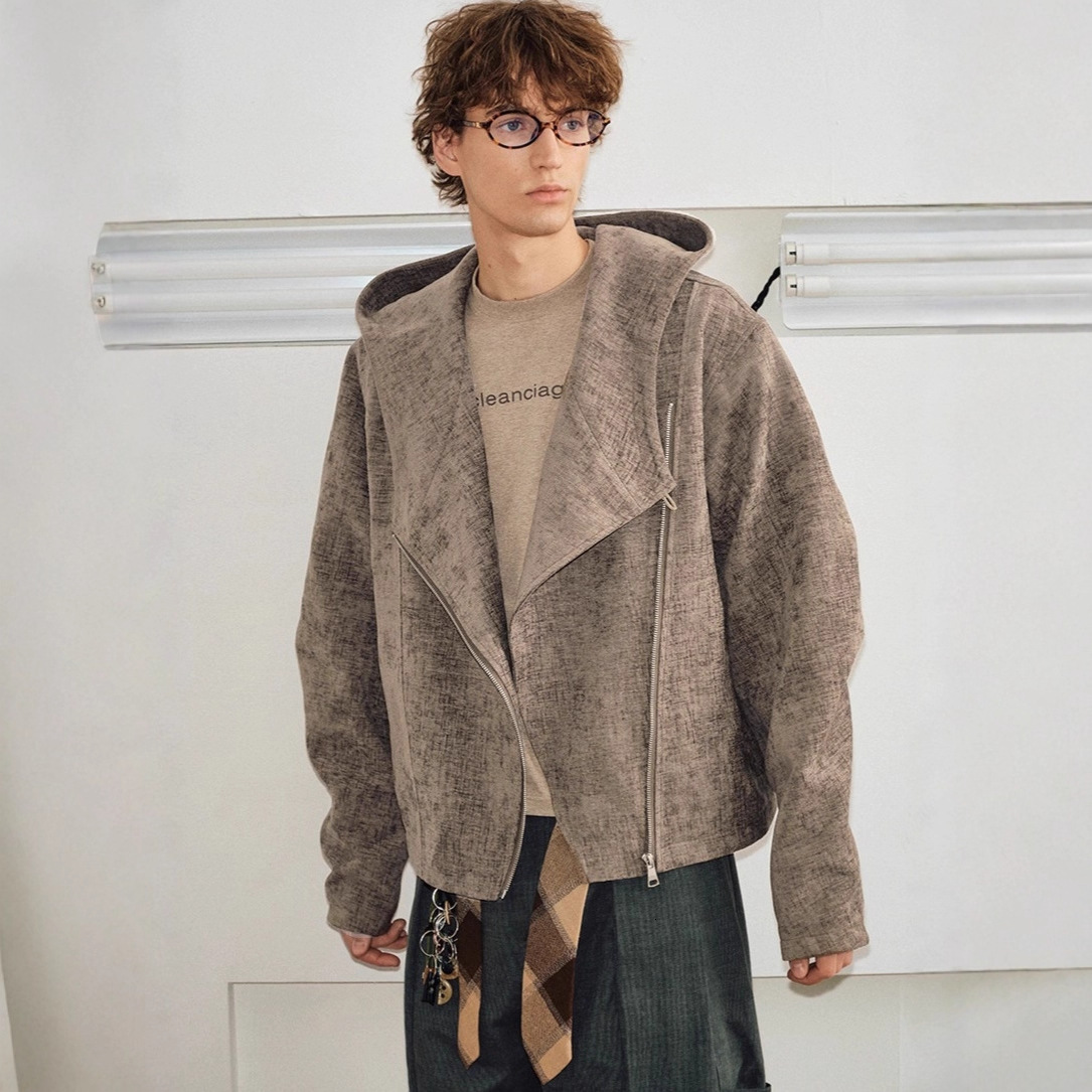 Asymmetrical Designer Jacket Zipper Design Niche Deconstructed Hooded Jacket Unisex Loose Casual Versatile Cool Coat