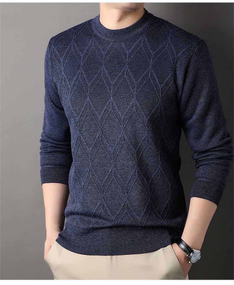 Man Pullover New 2025 Autumn Winter Solid Color Comfortable And Casual Soft Thickened Sweater With Added Velvet Sweater J251029