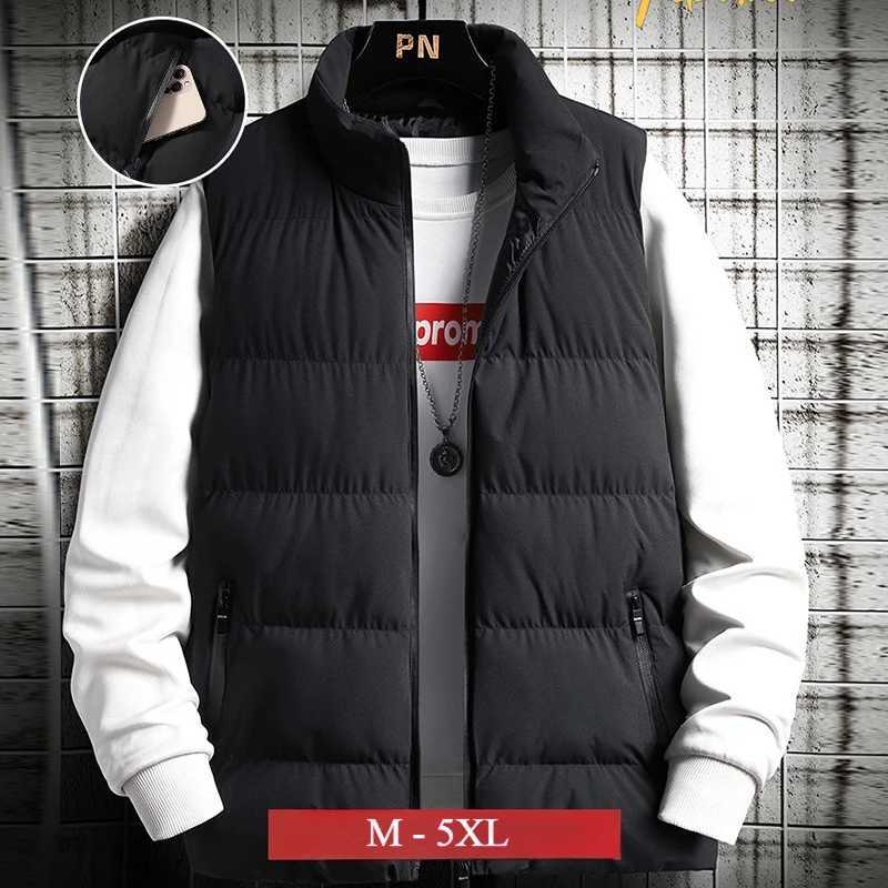 Autumn Mens Padded Vest Jacket Warm Sleeveless Jackets Winter Windproof Zipper Coat Autumn Stand Collar Casual Solid Waistcoat W251029