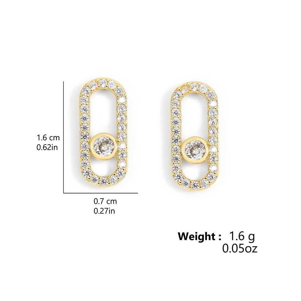 UILZ High Quality 11 Paper Clip Restoratio Stud Earrings For Women Exquisite AAA Zircon Shiny Earrings Party Jewelry Gift NEWW251029
