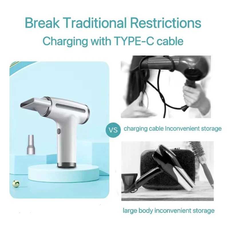 Wireless Hair Dryer HighPower Wind Fast Cleaning Dust Blowing Blow Dryer Household Outdoor USB Multifunctional Hairdryer L251029