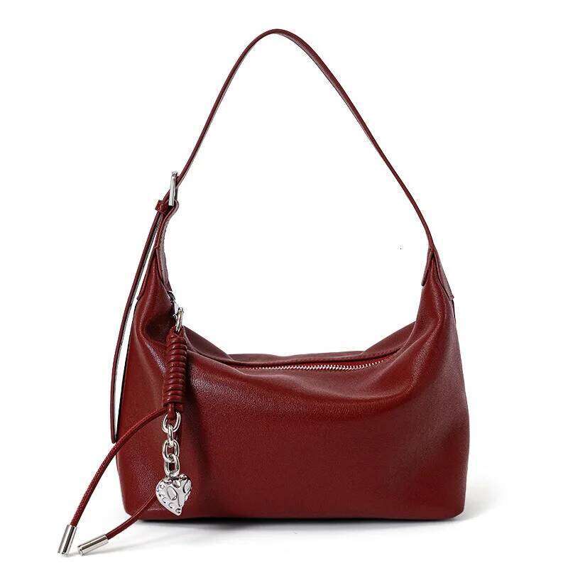 Split Leather Women's Underarm New Niche Design Vintage Simple Crossbody Cowhide Fashion Handbag Shoulder Bag Suotong1029