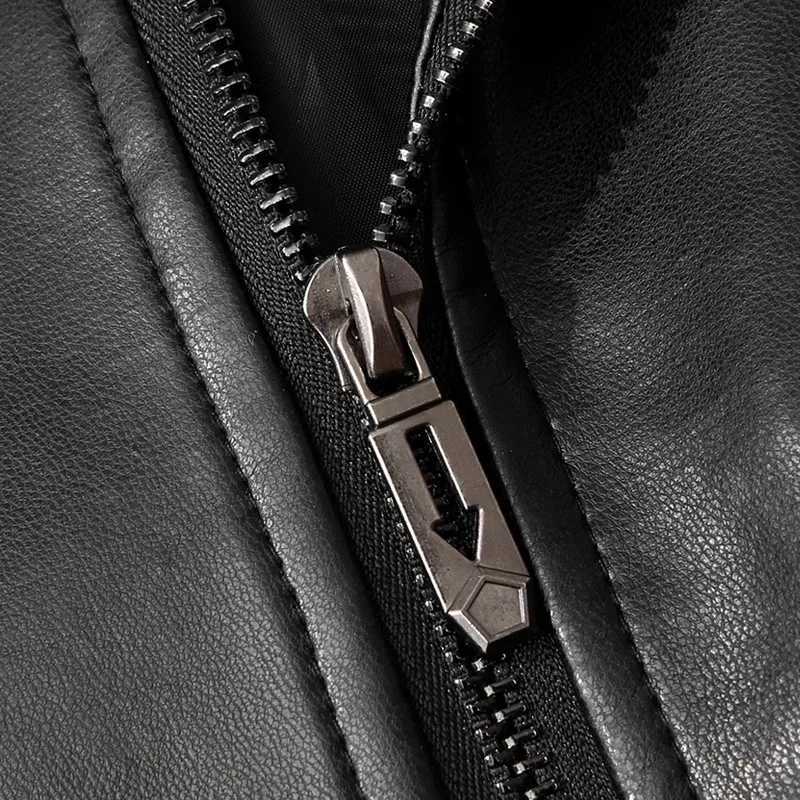 2025 Spring Mens Casual Leather Jackets Solid Stand Collar Zipper Motorcycles PU Outwear Male Autumn Fashion Moto Biker JacketT251029