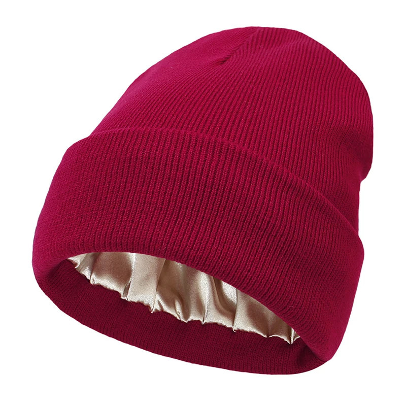 Winter Knit Beanies Womens Satin Lined Winter Beanie for Women Silk Lining Thick Chunky Hats Soft Slouchy Skull Warm Cap 251029