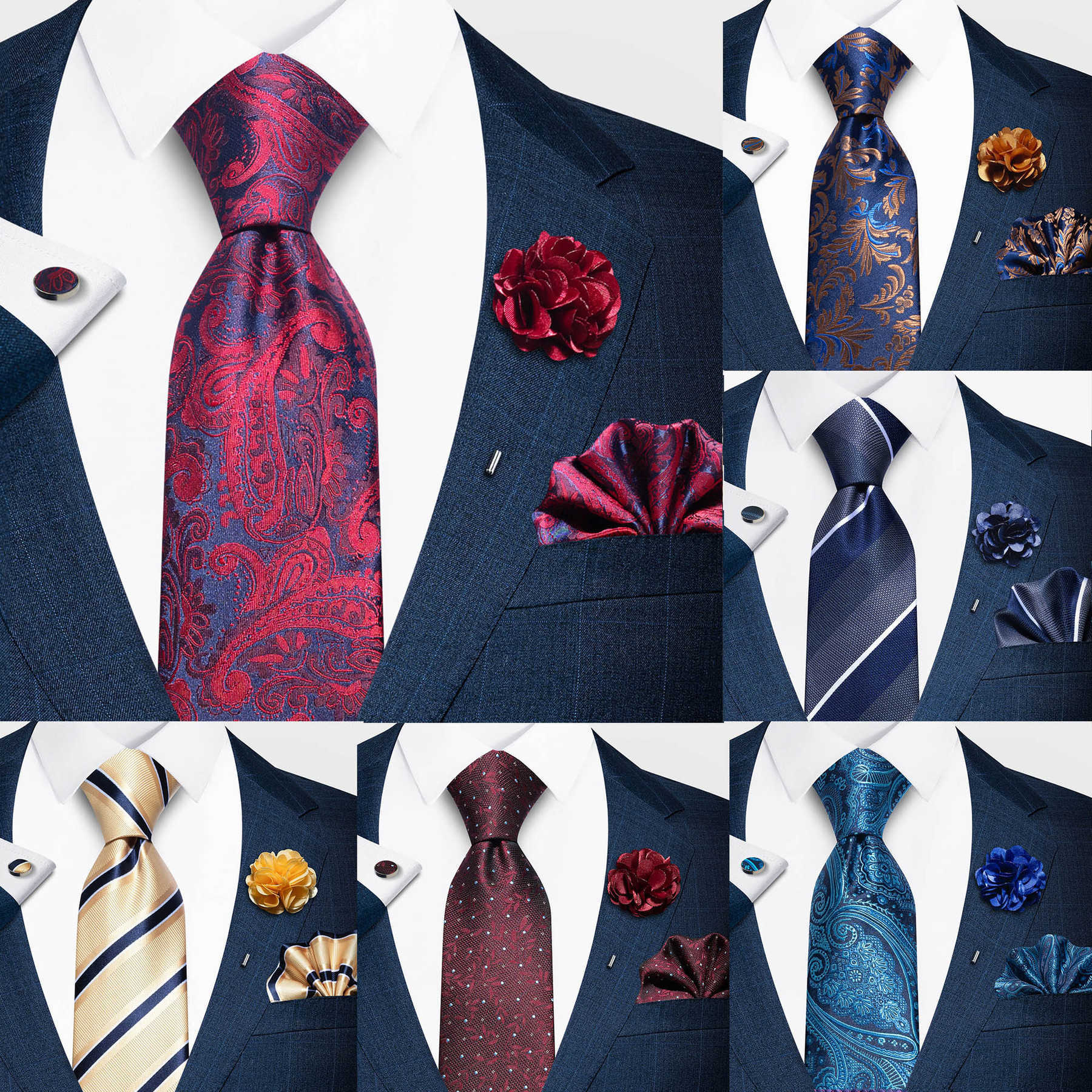 Fashionable men's paisley tie suit pocket handkerchief set 8cm in stock polyester jacquard business formal tie L251029