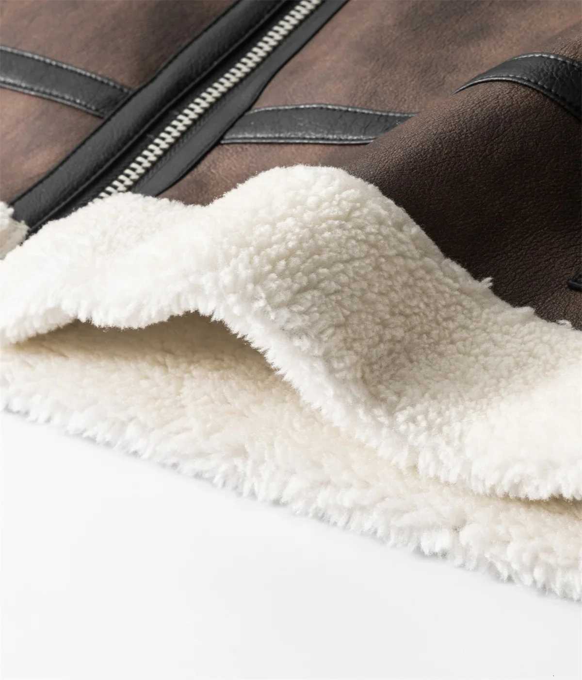 2025 Lamb Cashmere Solid Color Leather Jacket Zipper Men Fleece Plus Velvet Coats Warm Fashion Brand Male Casual Work PU JacketT251029