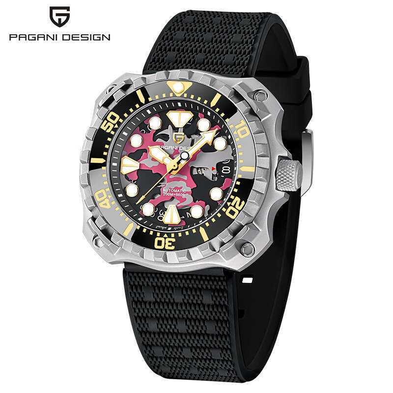 Pagani Titanium Case Camouflage Men's Automatic Mechanical Watch Military Luminous Waterproof Calendar Square