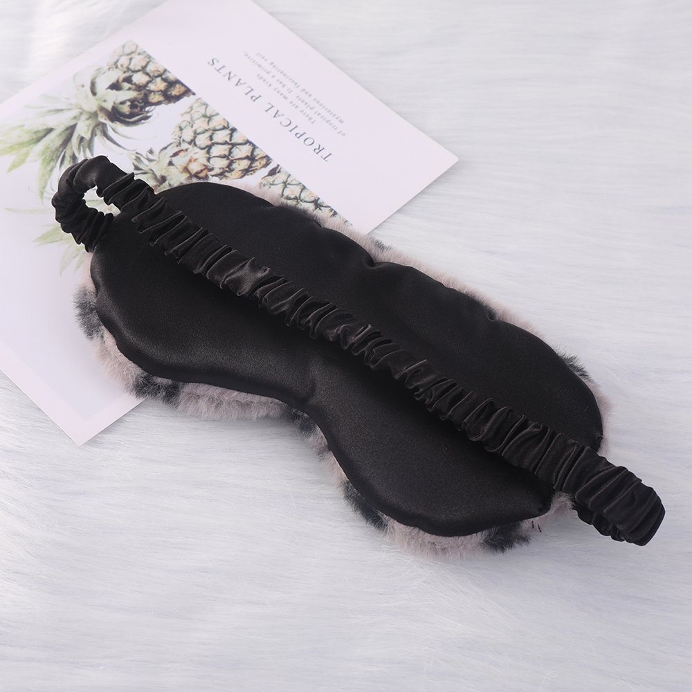 Furry eye mask, leopard print, heart-shaped, cute little rabbit fur, home blackout eye protection, cute cartoon sleep eye mask, various colors, in sto