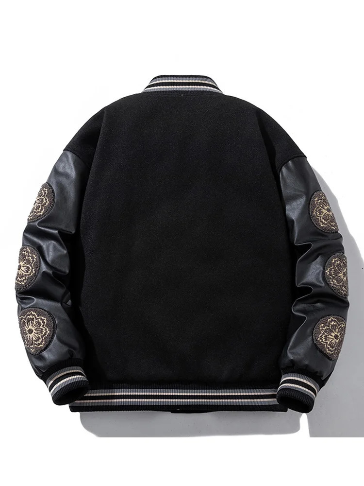 Vintage Varsity Jacket Men Winter Letter Embroidery Baseball Women Leather Sleeve Fashion Casual Woolen Coat Green Parka 251028