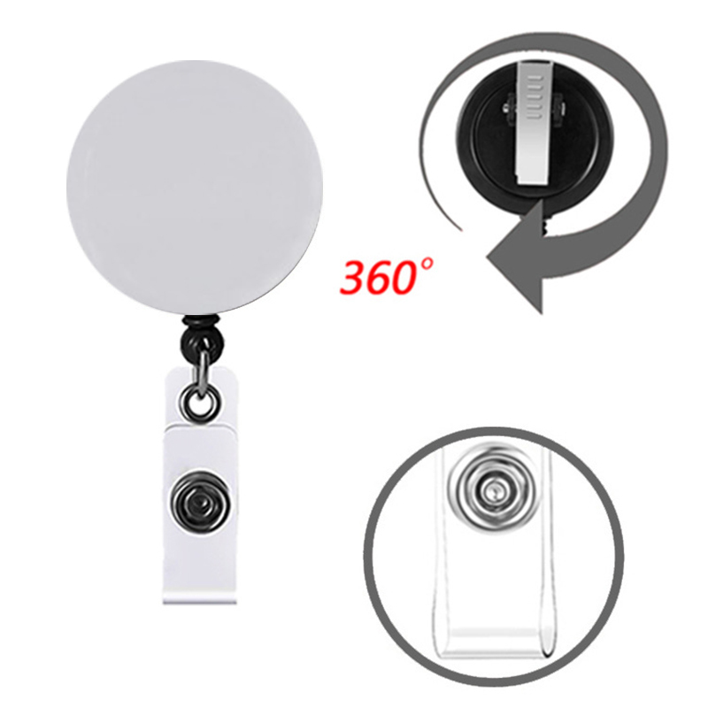 Blank Badge Keychain Retractable Pull Creativity ID Badges Holder With Clip Office Supplies Customized LOGO