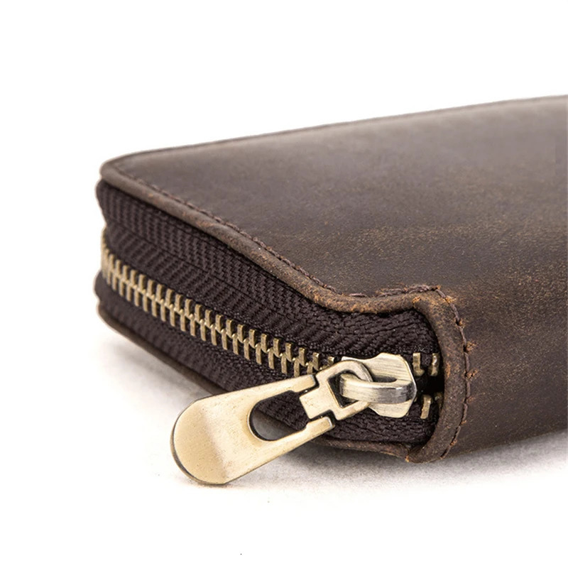 Rustic Leather 2Slot Watch Box Pouch with Zipper Portable Organizer Bag Holds 2 Watches Brown 251029