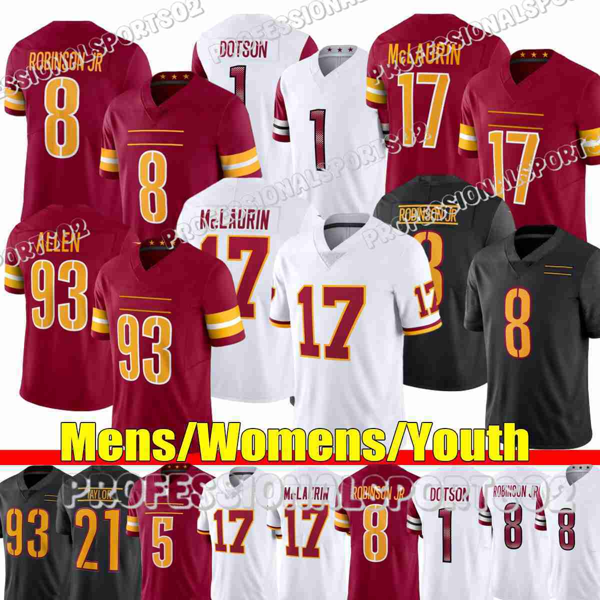 17 Terry McLaurin Commanders Jerseys 5 Jayden Daniels Brian Robinson Jr Luke McCaffrey Nick Allegretti 25 StJuste 93 Jonathan Allen 0 Sainristil Footb