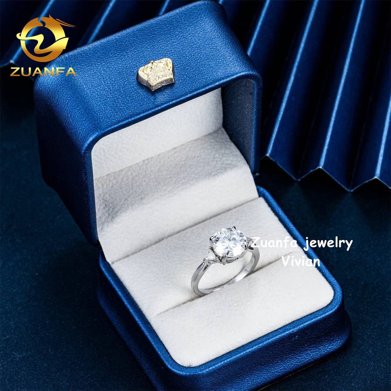 Fine Jewelry Luxury VVS Moissanite Diamond Pass Diamond Tester Buss Down Sterling Silver 925 Women Moissanite Wedding Rings