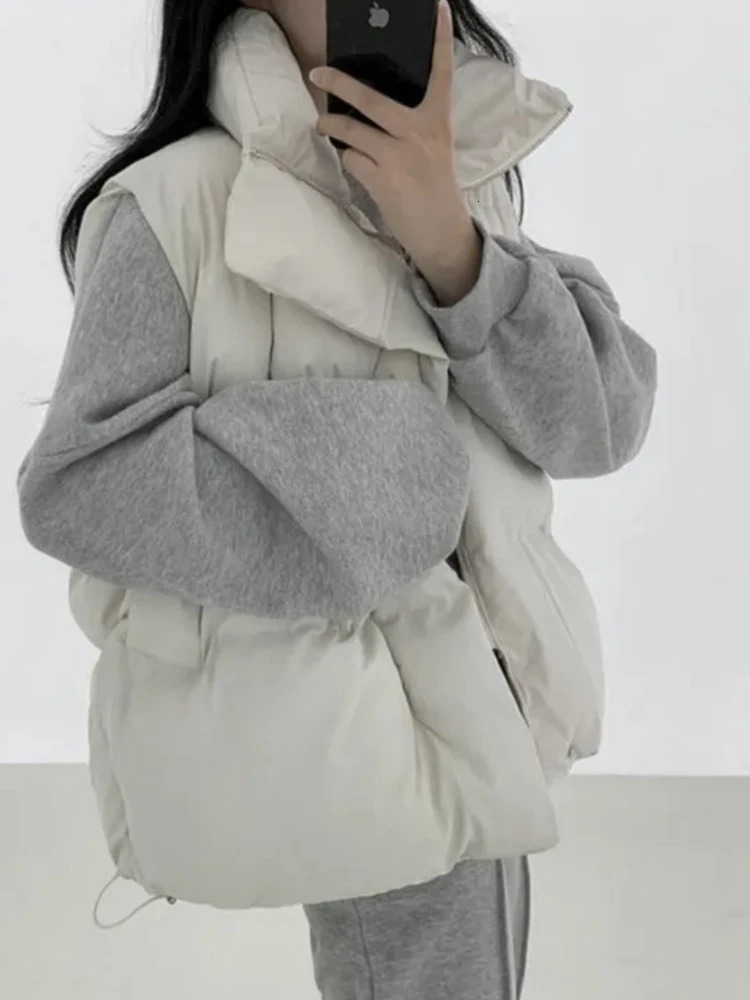 Ele Cotton Vest Outerwear Womens Autumn Winter Sle Stand Collar Svel oulder Pad Warm Loose Cotton Jaet 251029
