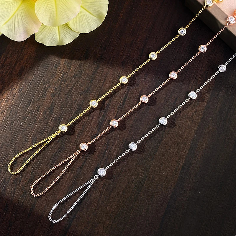 KNOBSPIN m D Color Bracelets for Women 1421cm Adjustable Chain GRA Certified s925 Sterling Silver Bubble Bracelet 251028