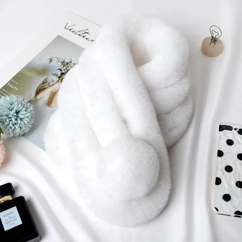 Rabbit Fur Scarf Women Winter Warm Soft Furry Scarves Casual Female Lady Outdoor Neck Warmer Collar 251029