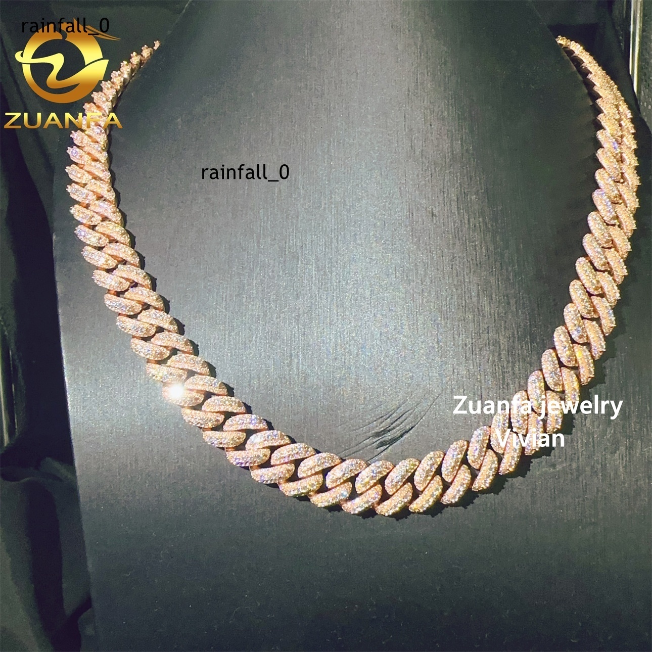 Pass Diamond Tester VVS Moissanite Diamond 13MM Moissanite Necklace Sterling Silver 925 Hip Hop Miami Cuban Link Chain Necklace