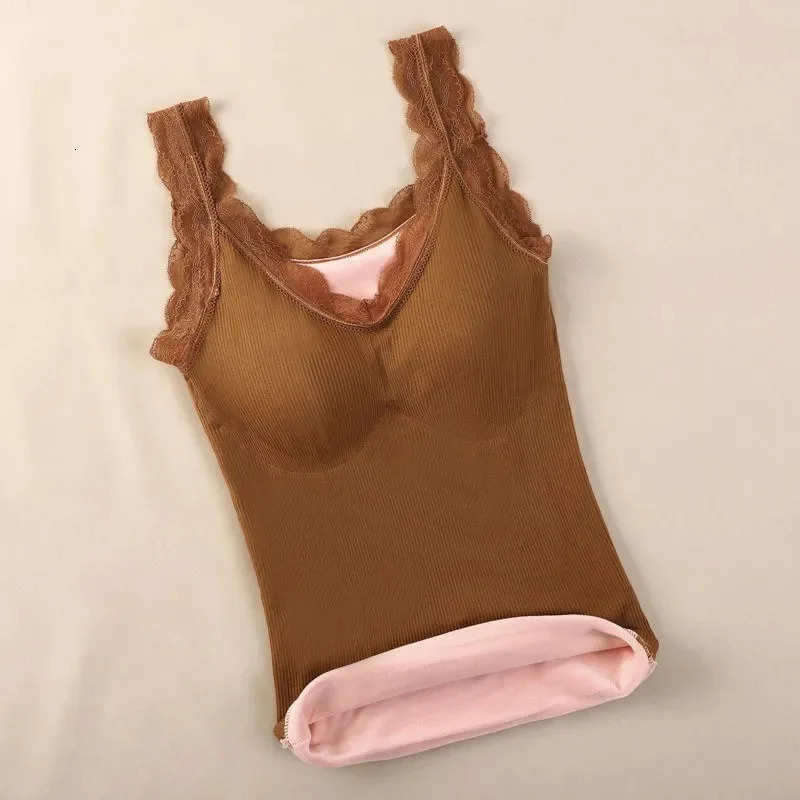1pcs Woman Thermal Underwear Thermo Lingerie Winter Soft Warm Top Wear Thermo Vest Undershirt Intimate Lace with Bra Padded 251029