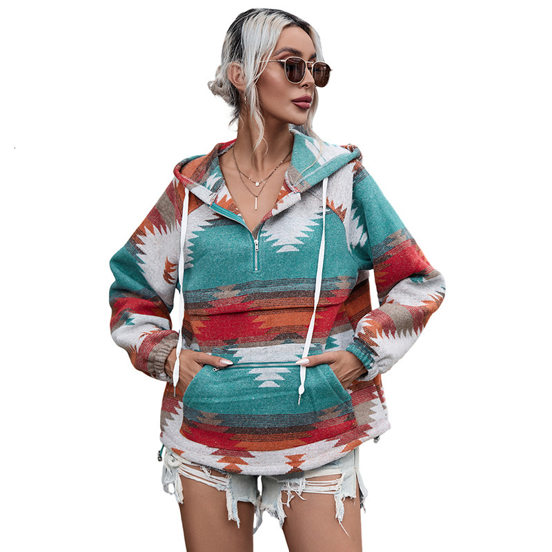 Designer's hot selling autumn and winter new pullover sweatshirt hooded sweatshirt women's European and American Western fashion printed lon