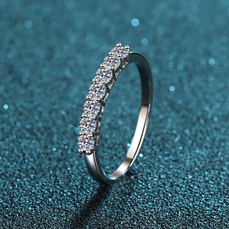 Beautiful Wedding Rings Dropshipping 925 Sterling Silver Seven Stone Moissanite Eternity Band Rings