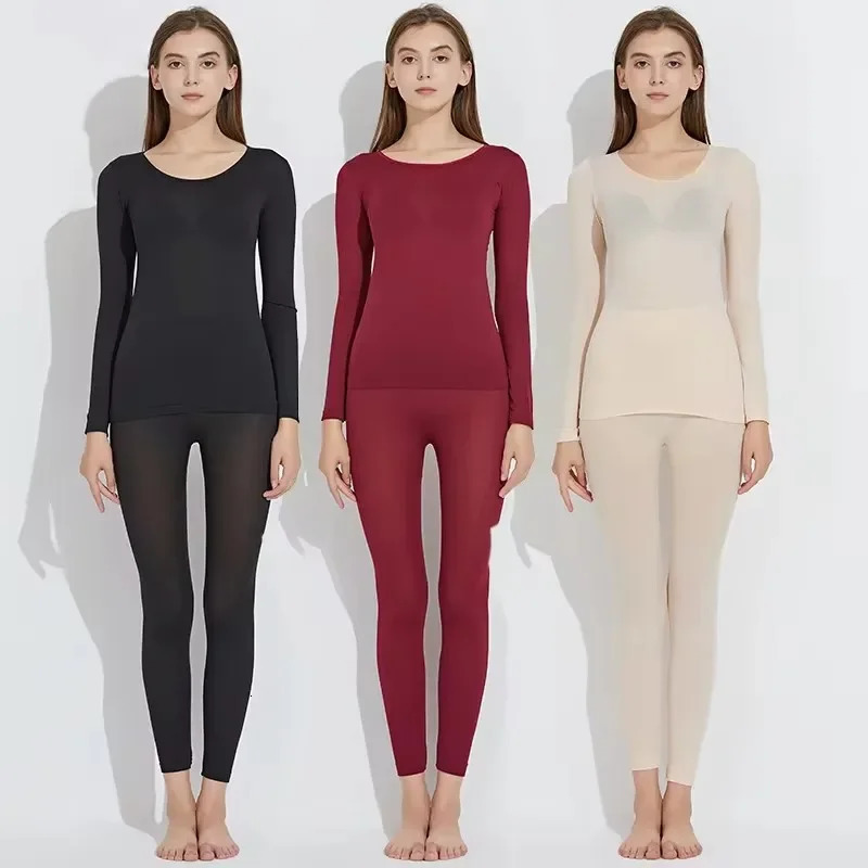 Women traceless thermal underwear set unisex intimate pajamas ultrathin winter constant temperature long sleeve lingerie 2 piec 251029