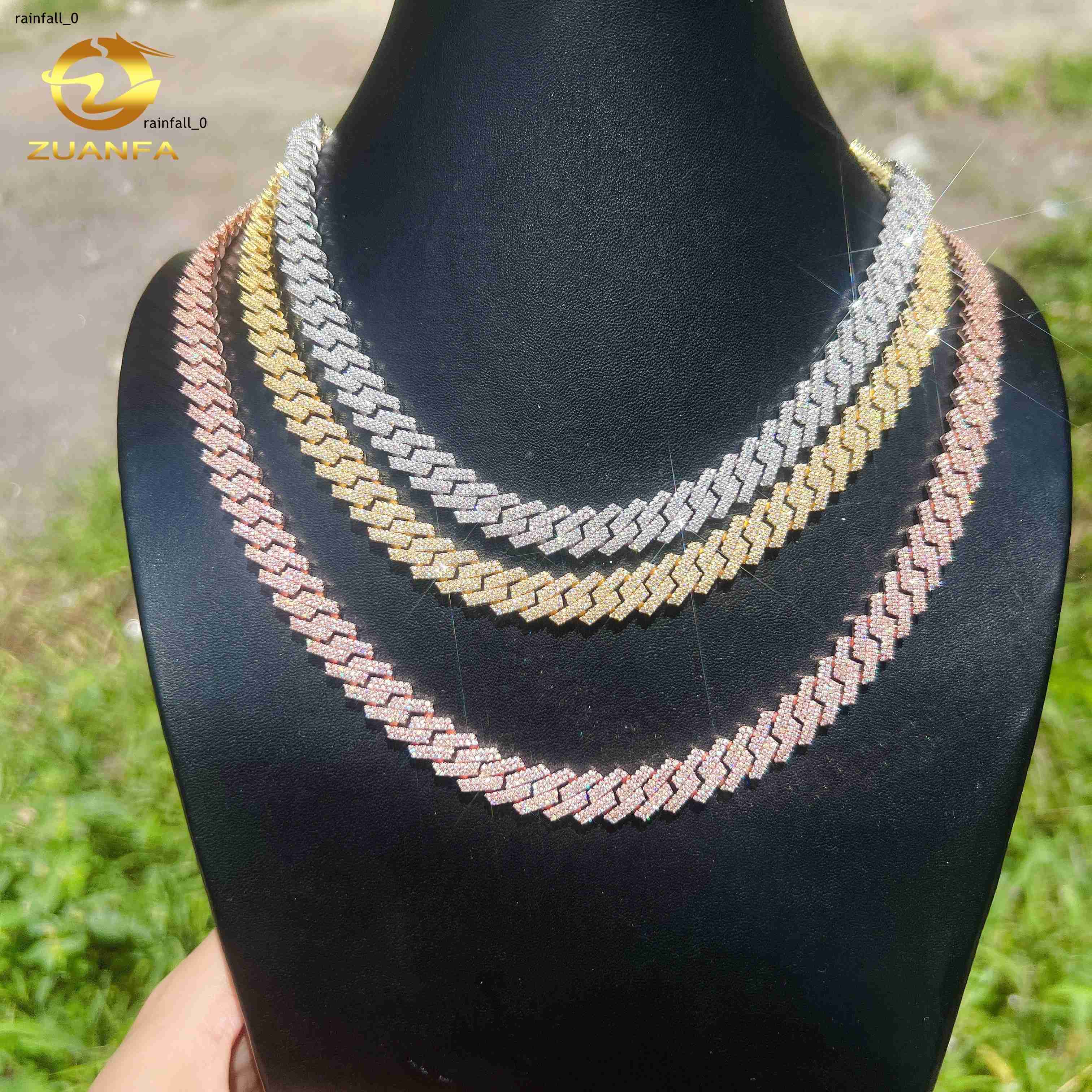 10mm VVS Moissanite Diamond Pass Diamond TesterLuxury 925 Sterling Silver Hip Hop Diamond Cuban Link Chain