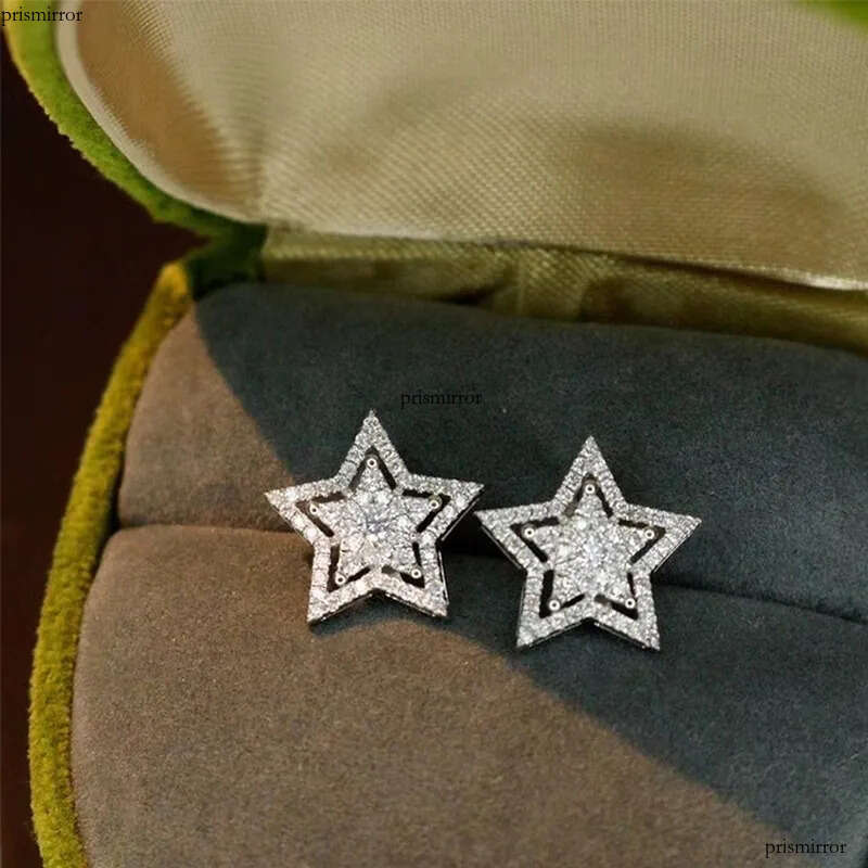 Cute Star Lab Dia cz Stud Earring 100% Real sterling sier Jewelry Engagement Wedding Earrings for Women Bridal Gift