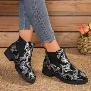 Plus Size Martin for Women Outdoor Wear 2025 Autumn and Winter New Leopard Print Ankle Boots Trendy Women's Boots