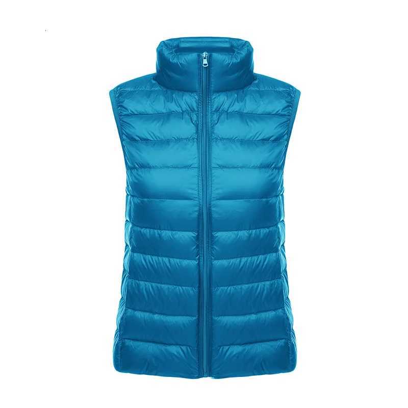 White Stand Collar Womens Sleeveless Down Vest Coat Winter Thin Slim Business Vests White Blue Black Red Women Waistcoat 3XL W251029