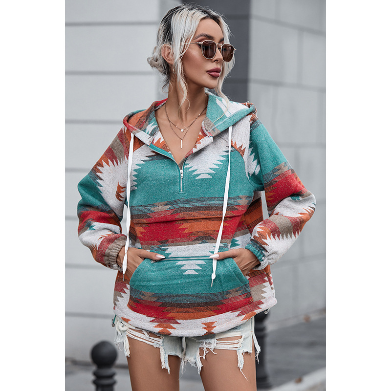Designer's hot selling autumn and winter new pullover sweatshirt hooded sweatshirt women's European and American Western fashion printed lon