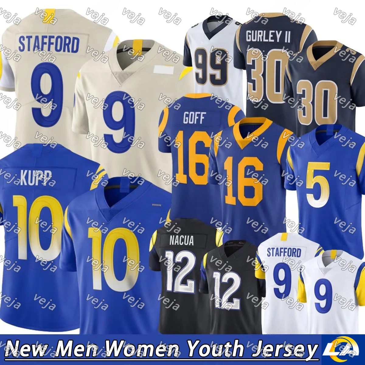 Los Angelescity LA RamsS jersey #17 Puka Nacua Matthew Stafford Cooper Kupp Kyren Williams Stetson Bennett IV Aaron Donald Byron Young Football Jerseys