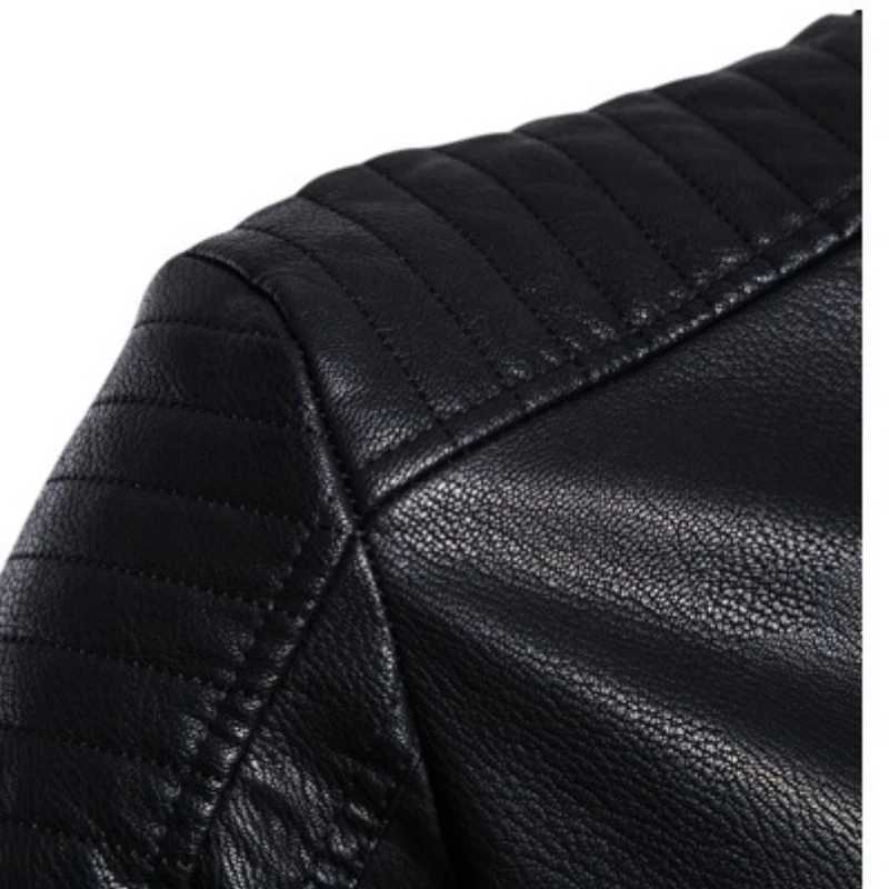 Mens Premium PU Leather Jacket Black Business Casual Slim Fit Biker Style Lightweight WaterproofT251029