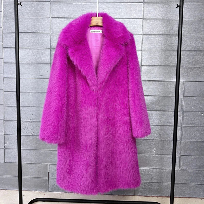 Fur Faux Fur Coat Feminine Elegance 2025 Winter Womens Fur Coat Fashion Temperament Lapel Solid Color Women Fur Coat H193 251029