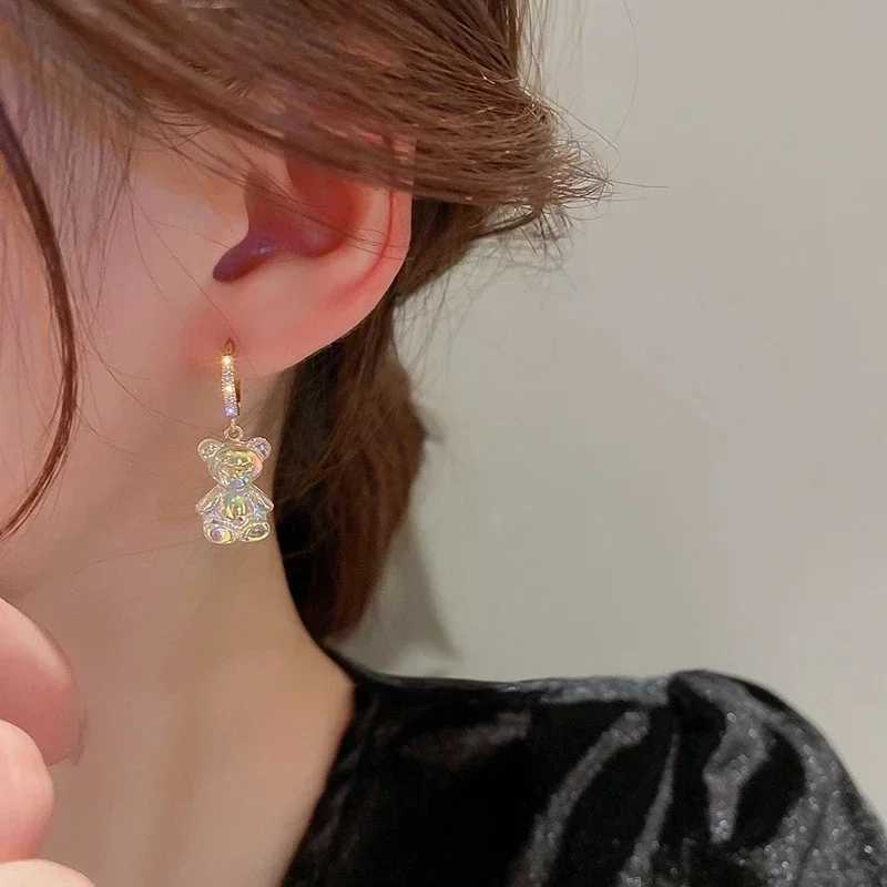 Cute Acrylic Candy Gummy Bear Dangle Earrings for Women Rainbow Bear CZ Hoop Earrings 2022 Korean Fashion Sweet Girl JewelryW251029