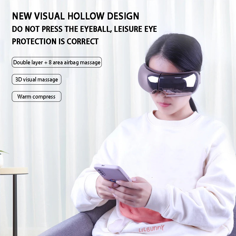 Eye Massager Smart Airbag Vibration Eye Care Eye Massage Wrinkle Removal Relief Fatigue Instrument Compress Bluetooth 251027