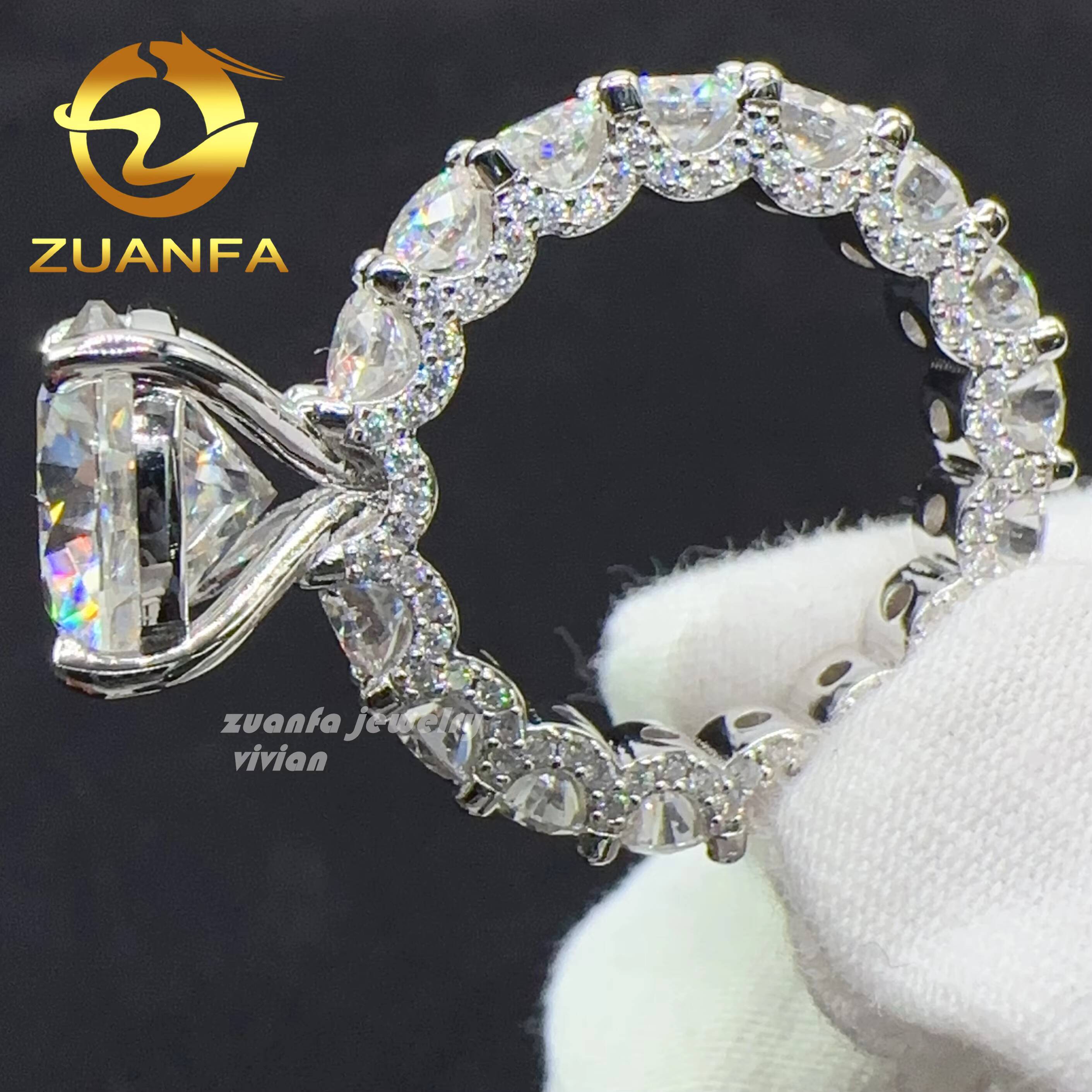 Custom Wedding Ring Silver d Color Vvs Moissanite Iced Out Diamond Hip Hop Jewelry Rings Women Engagement