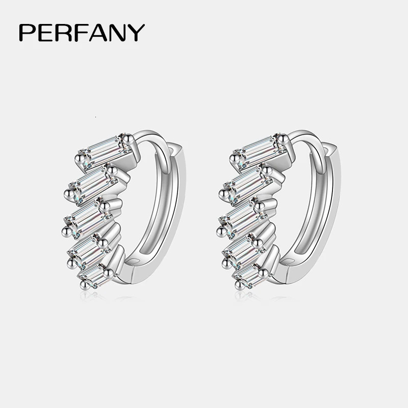 PERFANY 15CT Emerald Cut All Hoop Earrings 100 Pure Silver Laboratory Diamond Wedding y Jewelry 251013