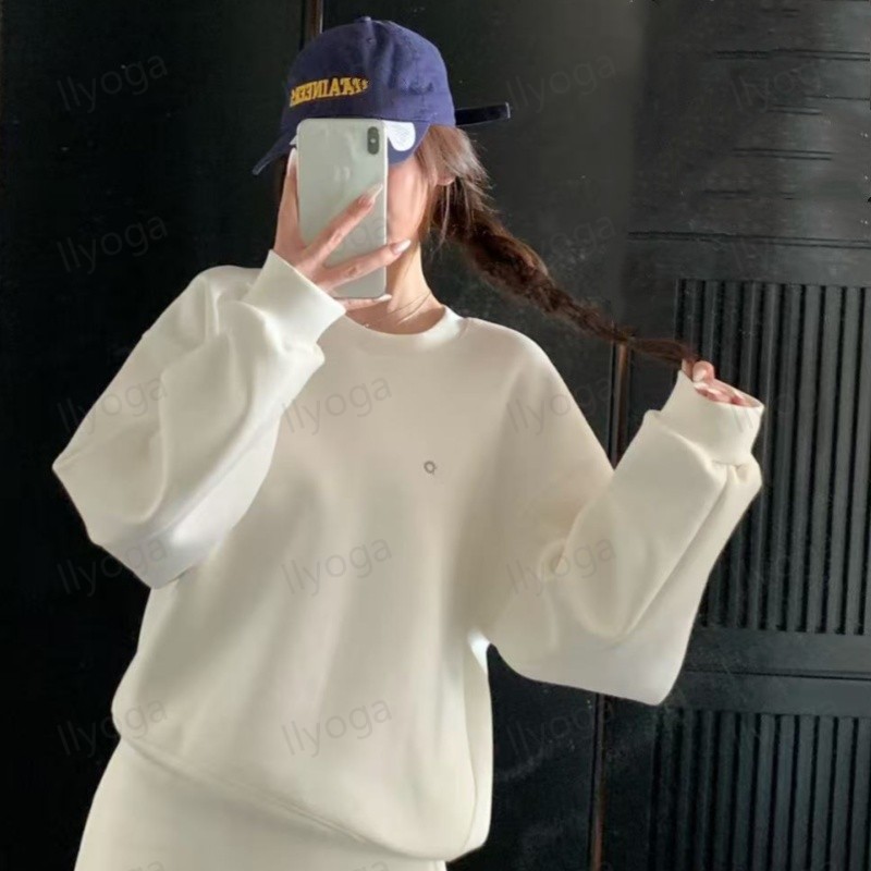 Yoga Sweatshirt Sweatpants Outfit Perfectly Oversized Sweater Sets Silver 3D logo Women Men Loose Sweatwear Unisex Casual Top Outwear Hoodie Jacket