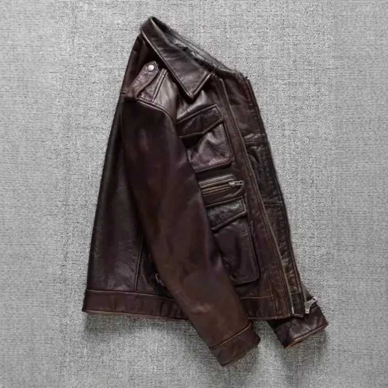 New Vintage Mens Leather Jackets Autumn Winter Casual Motorcycle Slim PU Jacket Biker Leather High Quality Fashion OvercoatT251029