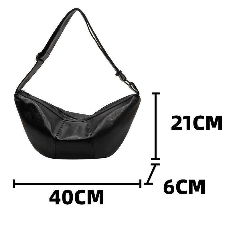 Women's Black Underarm Shoulder Bag Quality Vintage Pu Leather Ladies Half Moon Armpit Crossbody Bags Female Retro Hobos Handbag 251029